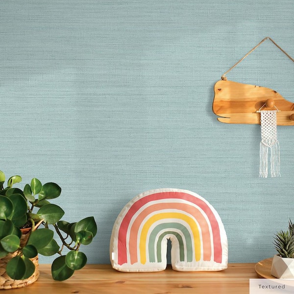 Tempaper Seaglass Faux Horizontal Grasscloth Vinyl Peel and Stick