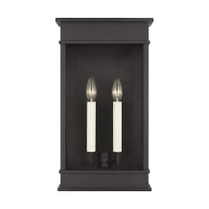 Cupertino 22.75 in. H Textured Black Outdoor Hardwired Dimmable Extra Large Wall Lantern Sconce with No Bulbs Included