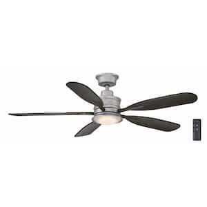 Fallsburg 52 in. Integrated LED Indoor/Outdoor Galvanized Ceiling Fan with Light and Remote Control Included