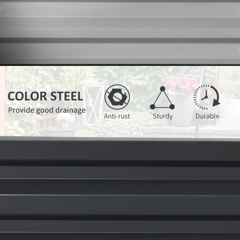 Gray Galvanized Steel Raised Garden Bed Planter Box, 4' x 2' x 1'