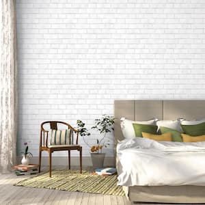 Brick White Peel and Stick Wallpaper (Covers 28 sq. ft.)