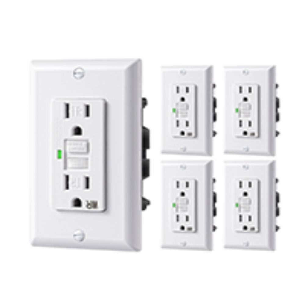 15 Amp 125-Volt Duplex No Nuisance Tripping GFCI Outlet, White (5-Pack) price history on PriceWatchPro