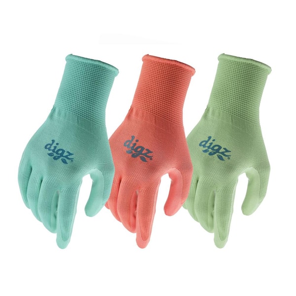 Digz Women's Large Nitrile Coated Gloves (3-Pack)