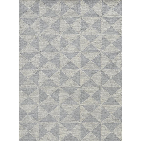 Opal Ivory/Gray 9 ft. x 13 ft. Geometric FarmHouse Hand-Tufted Wool Area Rug
