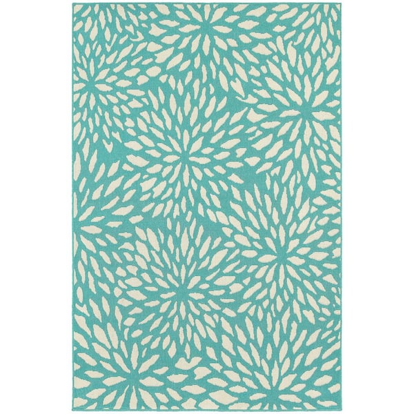 Home Decorators Collection Maldives Aqua 5 ft. x 8 ft. Indoor/Outdoor Patio Area Rug