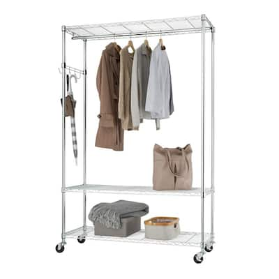  Calmootey Double Rod Clothing Garment Rack,Rolling