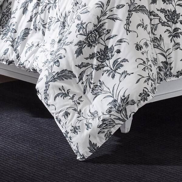 Laura Ashley Amberley 5-Piece Charcoal Gray Cotton Twin Bonus Comforter Set  USHS8K1191279 - The Home Depot