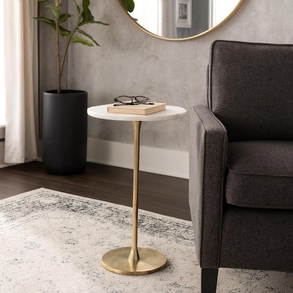 13 in. Gold Metal Round End Table