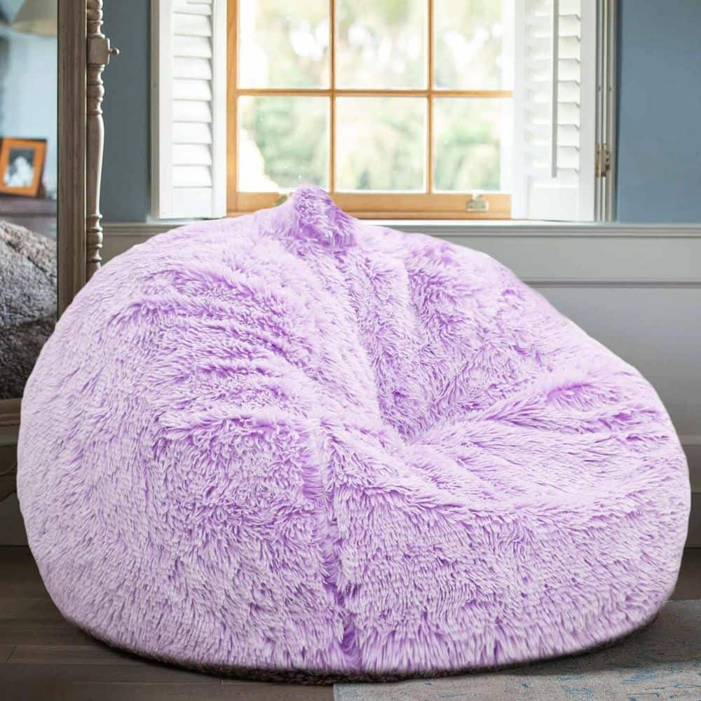 Faux Fur Comfy Bean Bag Cover without Filler, Bean Bag Chair Cover for Organizing Plush Toys or Textile, Purple price history on PriceWatchPro