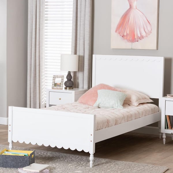 Roni White Wood Frame Full Platform Bed