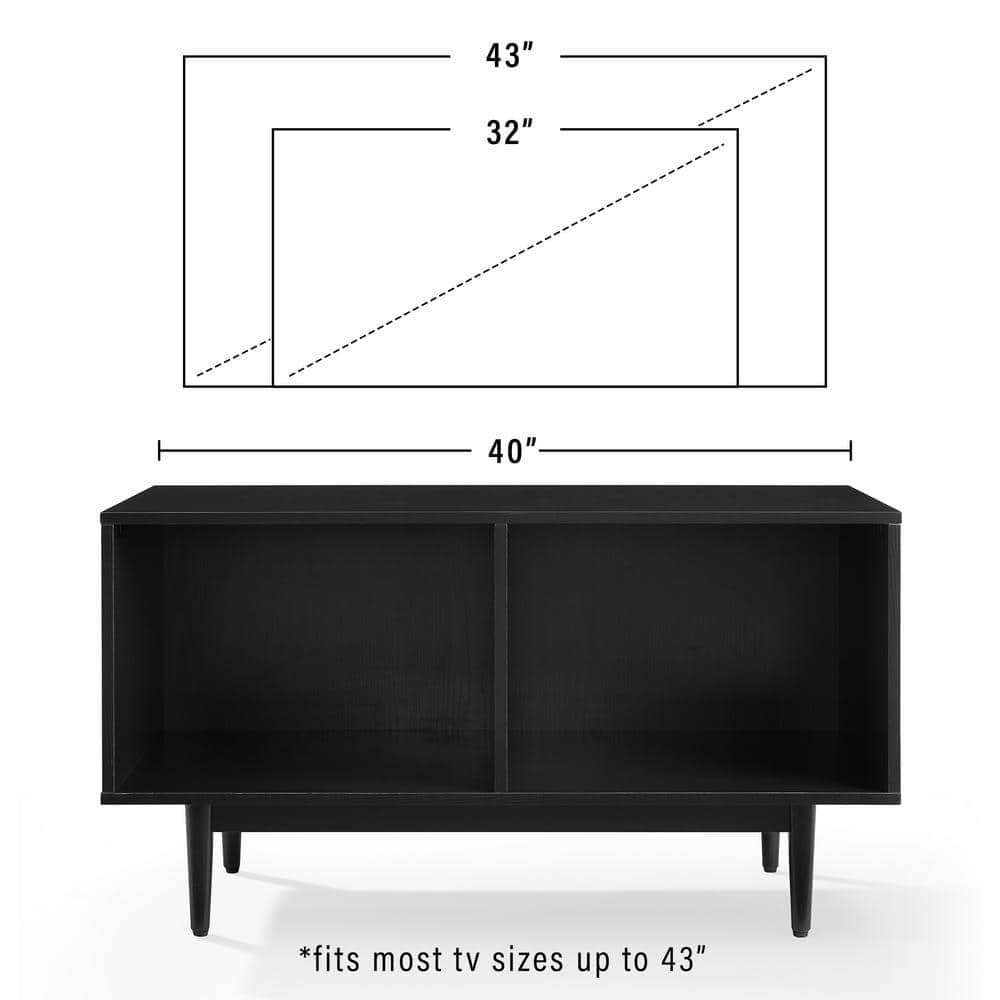 Liam Mid-Century Modern Black Vinyl Record Storage Console