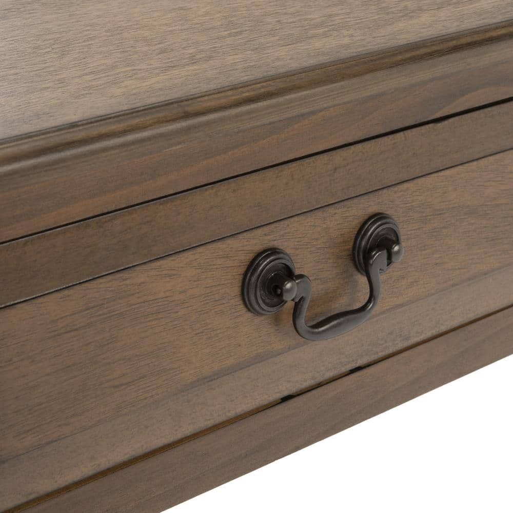 Whitney Farmhouse Brown Wood and Metal Accent Table with Storage