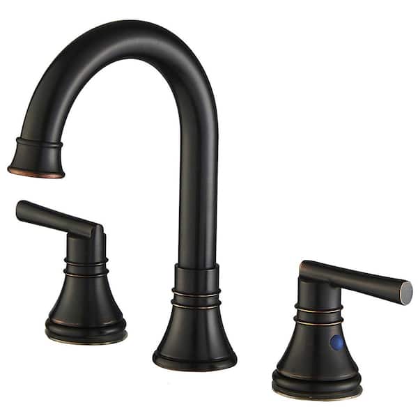 YONKI SUNSHIN INC 8 in. Widespread 2-Handle Bathroom Sink Faucet in Oil Rubbed Bronze for Vanity Sink Basin, Easy to Install