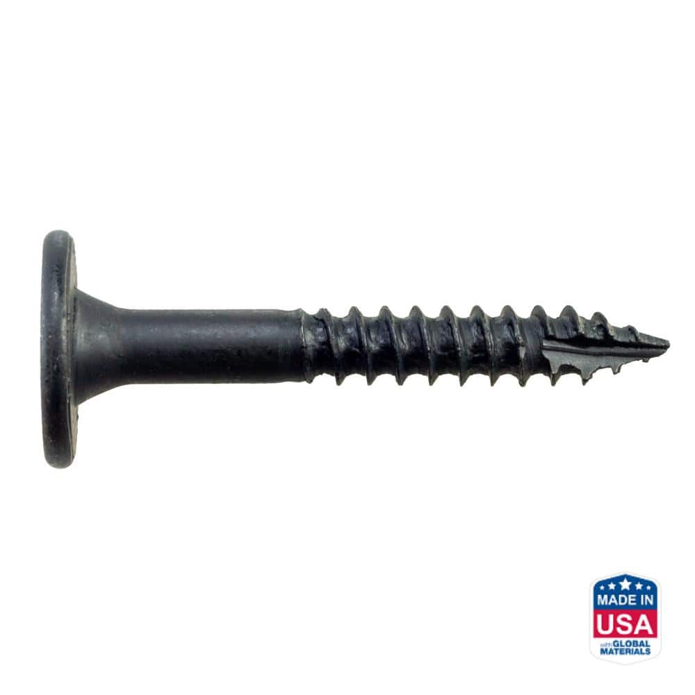 Black Low Profile Head Hex Drive Structural Wood Screws, 2-inch