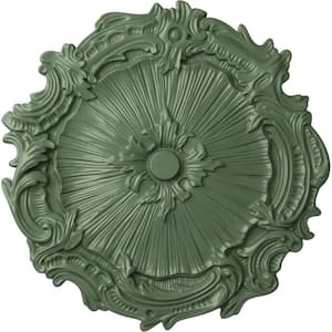 16-3/4" x 1-3/8" Plymouth Urethane Ceiling Medallion (Fits Canopies upto 1-5/8"), Hand-Painted Athenian Green