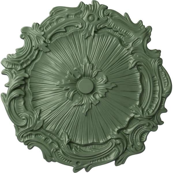 Ekena Millwork 16-3/4" x 1-3/8" Plymouth Urethane Ceiling Medallion (Fits Canopies upto 1-5/8"), Hand-Painted Athenian Green