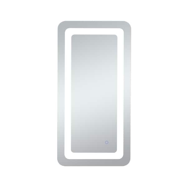 Unbranded Home Living 18 in. W x 36 in. H Rectangular Frameless LED Wall Bathroom Vanity Mirror in Glossy White (Color Changing)