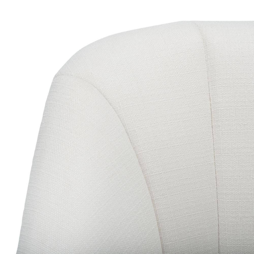 Sleek White Velvet Accent Chair with Walnut Flared Legs