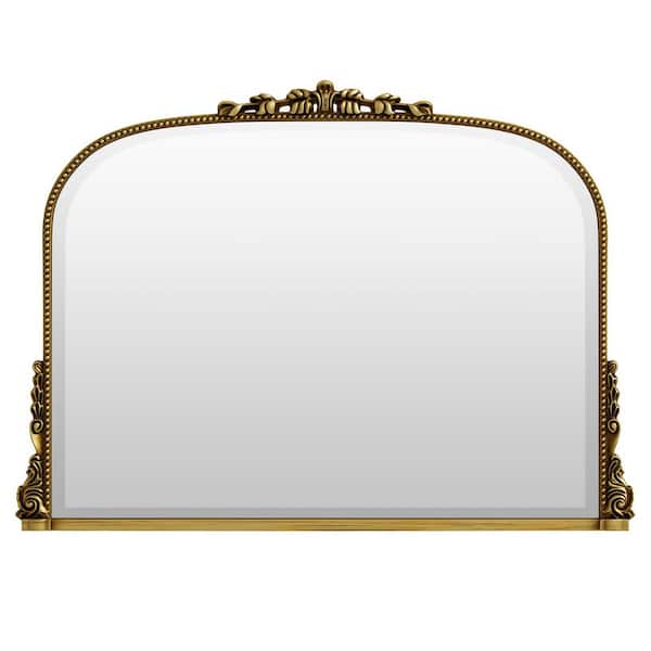 Vintage Gold 31.5 in. W x 43.5 in. H Classic Arched PU Framed  Wall Mirror Bathroom Vanity Mirror