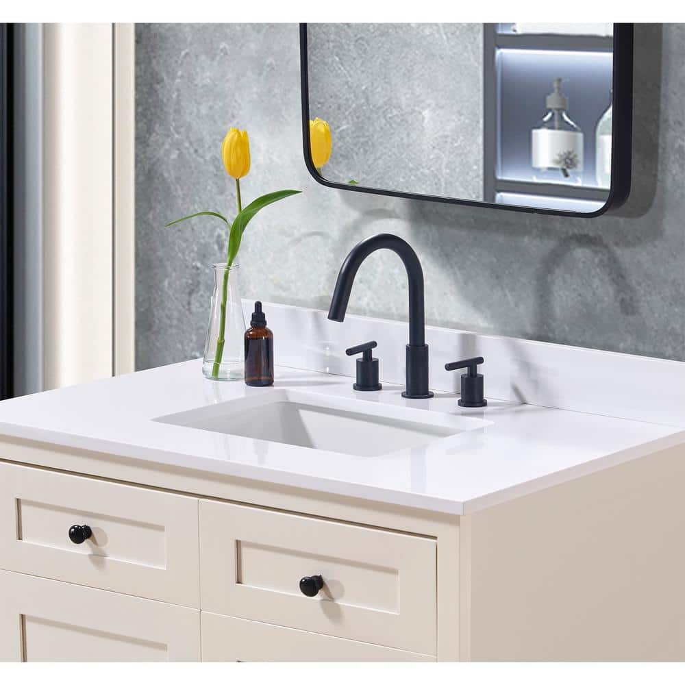 37-Inch Snow White Composite Stone Vanity Top with Sink