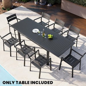 Black Rectangular Aluminum Outdoor Dining Table with Extension 94.5 in.