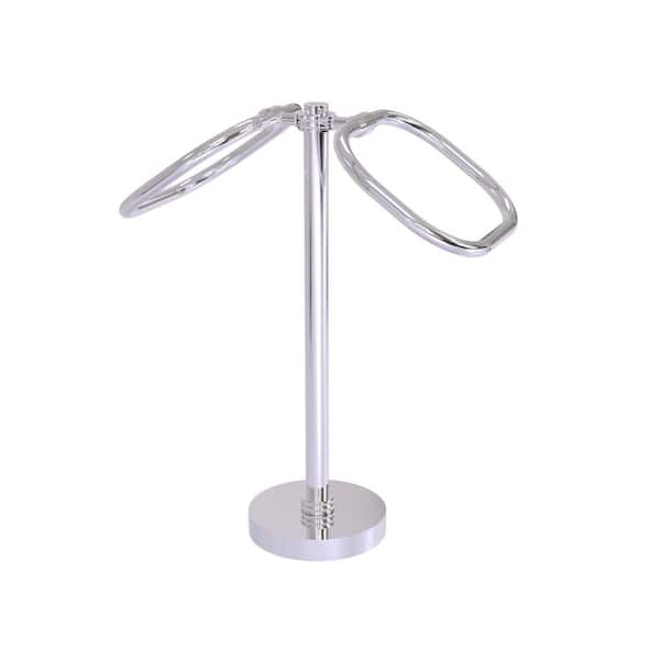 Allied Brass Freestanding 2-Ring Oval Towel Ring with Dotted Accents in Polished Chrome