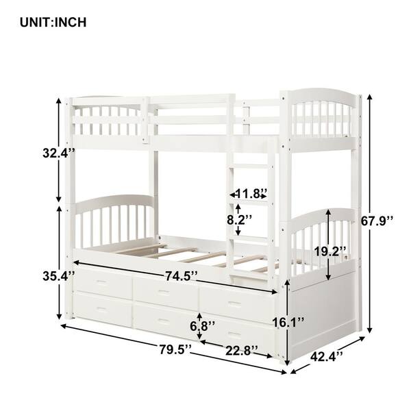 White Twin Over Wood Bunk Bed, Flexa Furniture Bunk Bed Assembly Instructions Pdf