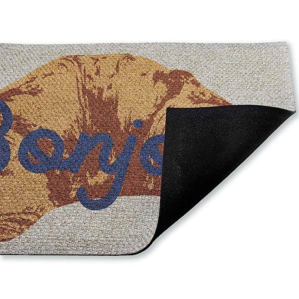 Bonjour Baked Croissant Brown 18 in. x 30 in. Polyester Non-Slip Outdoor Door Mat