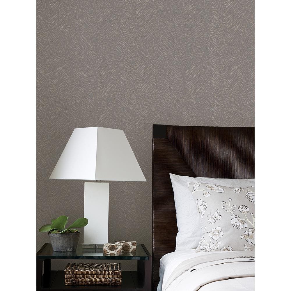 Grey and Gold 3D Abstract Botanical Non-Pasted Wallpaper
