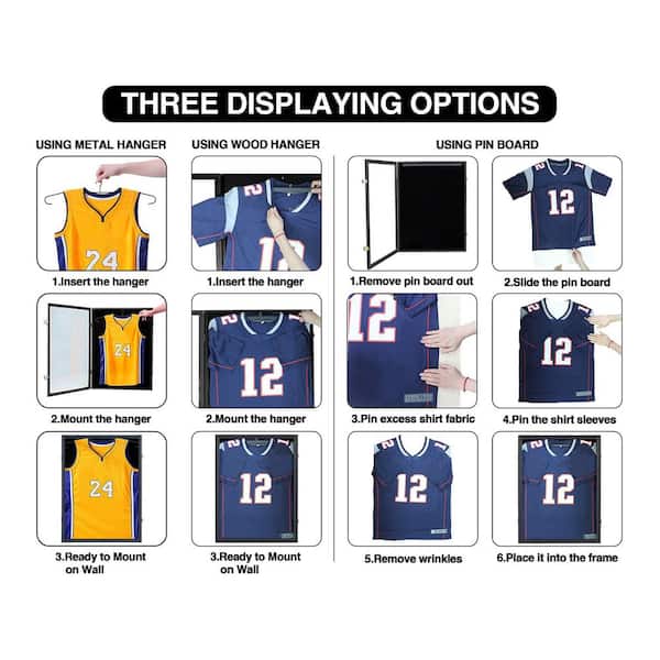 Afoxsos 23 in. W x 31 in. H Matte Black Jersey Shadow Box Jersey Display  Case Picture Frame For Sports Shirt (1 Set) HDZB004 - The Home Depot