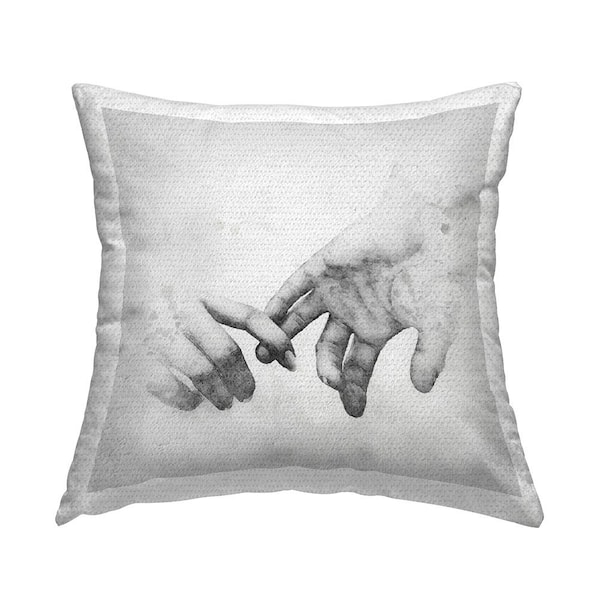 Stupell Industries Romantic Holding Hands Grey Square Outdoor Throw Pillow
