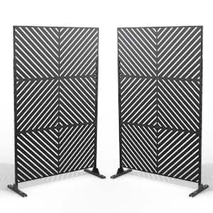 UIXE 76 in. Galvanized Steel Garden Fence Outdoor Privacy Screen Garden Screen Panels in Black (2-Pack)