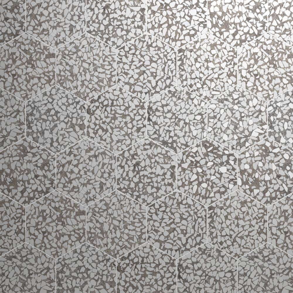 Ivy Hill Tile Fusion Hex Grigio Terrazzo 4 in. x 0.34 in. Matte ...