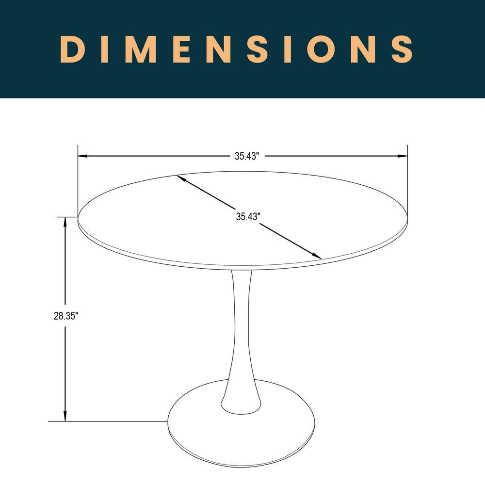 Bristol Mid-Century Modern Black and White Round Dining Table