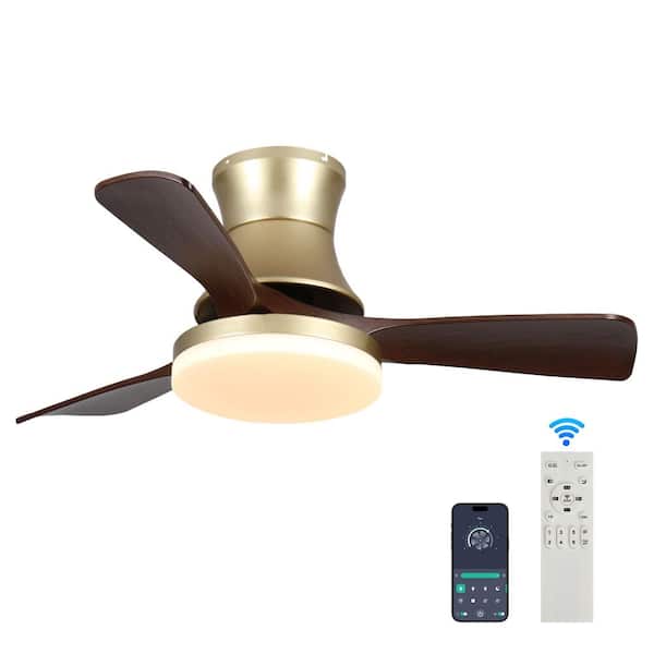 42 in. Smart Indoor Gold Ceiling Fan with Light, Dimmable, Quiet Reversible DC Motor, 3 ABS Blades and Remote