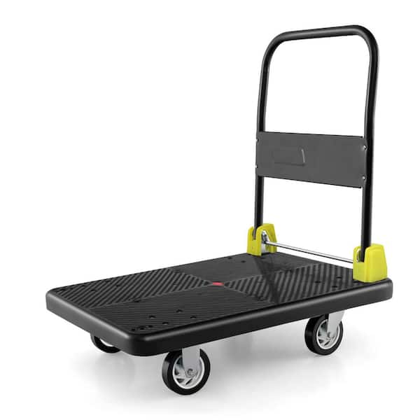 Miscool Anky 660 lbs. Capacity Platform Cart Heavy-Duty Dolly Folding Foldable Moving Warehouse Push Hand Truck in Black