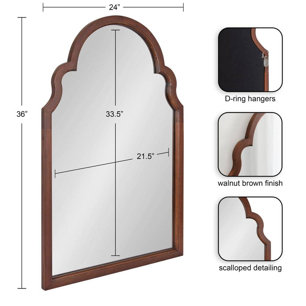 Walnut Brown Moroccan Arch Wood Vanity Mirror