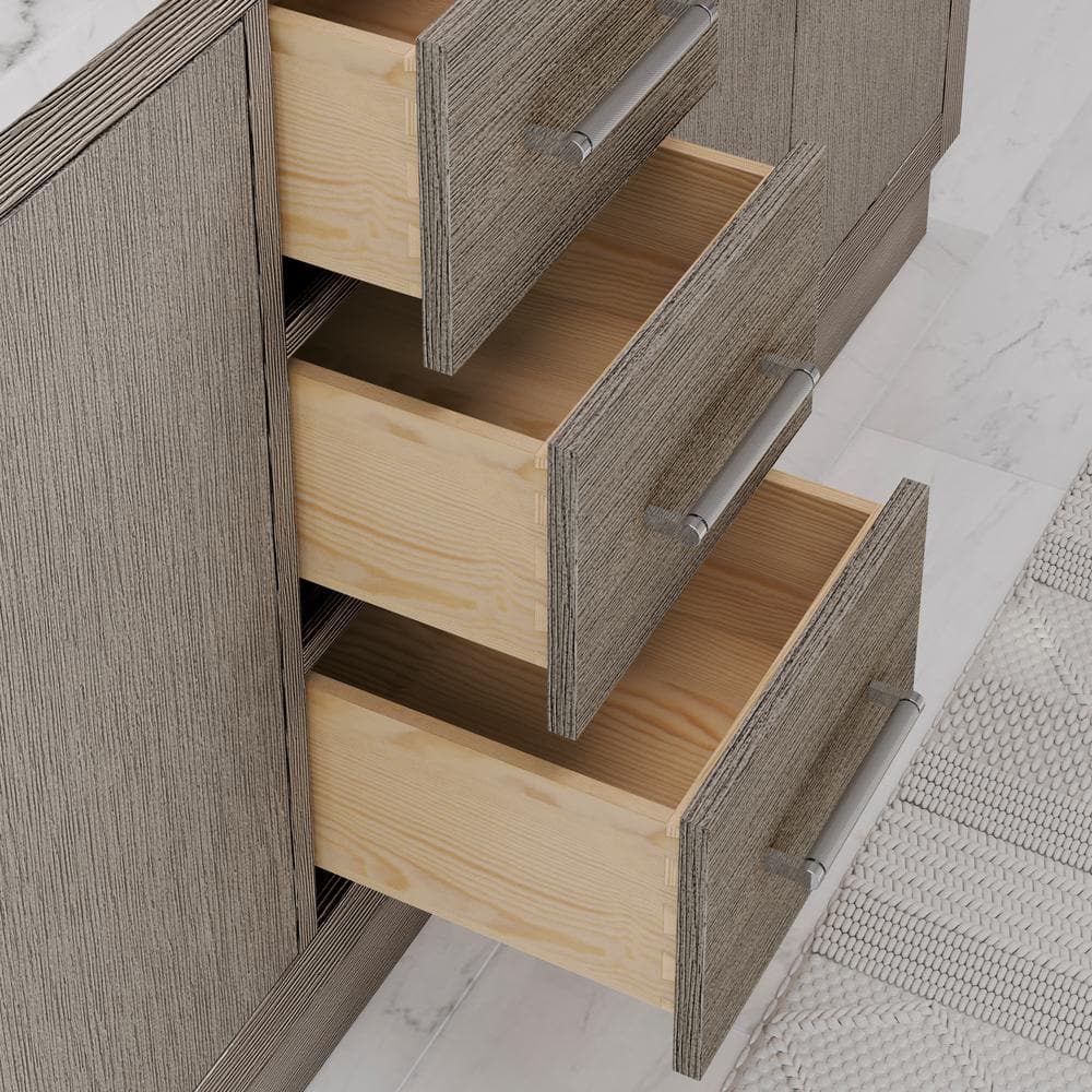 Hugo 72'' Gray Oak Double Vanity with Marble Top