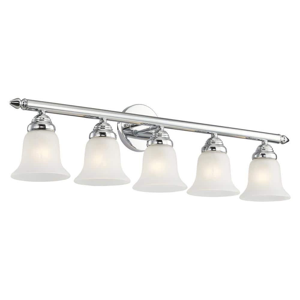Neptune 5-Light Polished Chrome Vanity with White Alabaster Glass