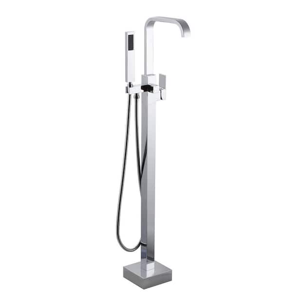 Single-Handle Freestanding Tub Faucet with Handheld Shower in Chrome