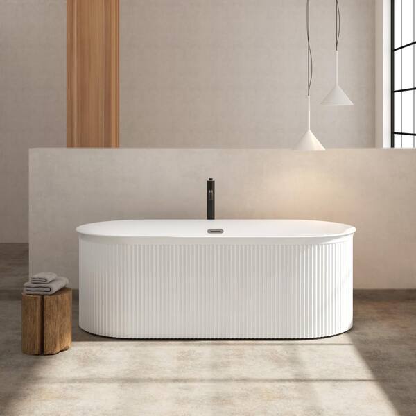 Xspracer Moray 67 in. x 31 in. Acrylic Flatbottom Freestanding Soaking Non-Whirlpool Bathtub with Pop-Up Drain in Chrome