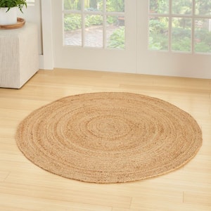 Natural Jute Natural 3 ft. x 3 ft. Solid Contemporary Round Area Rug