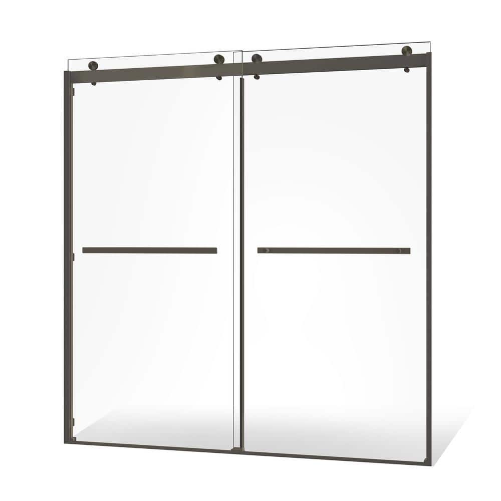 Portofino 48" x 79" Frameless Double Sliding Shower Door with Brushed Nickel Finish