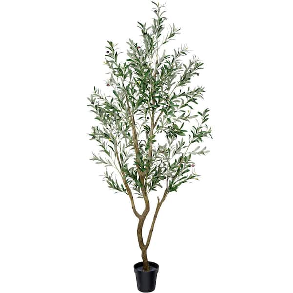 7 ft. Tall Artificial Olive Tree PE Material Faux Olive Tree for Modern Home Office Living Room Decor Indoor/Outdoor