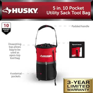 5 in. 10 Pocket Utility Sack Tool Bag