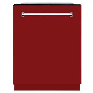 ZLINE 24 in. in Red Gloss Monument Series 3rd Rack Top Touch Control Dishwasher with Stainless Steel Tub, 45dBa