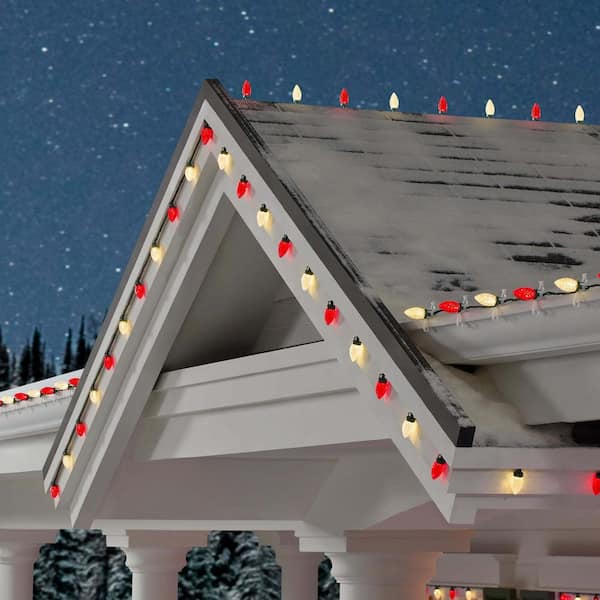 24 Count Red/Warm White Faceted C9 LED Lights