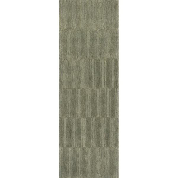 RUGS USA Starke Checked Wool Olive 3 ft. x 8 ft. Indoor/Outdoor Patio Runner Rug