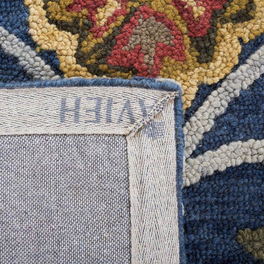 Blossom Navy and Multi 12' Square Handmade Wool Area Rug