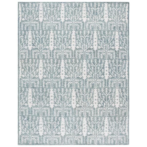 Jardin 8 ft. x 10 ft. Blue/Ivory Geometric Branches Area Rug